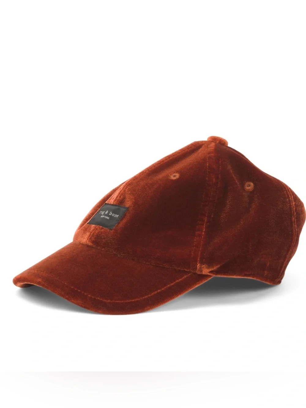 Rag & Bone Velvet Addison Baseball Cap Sunset Rust